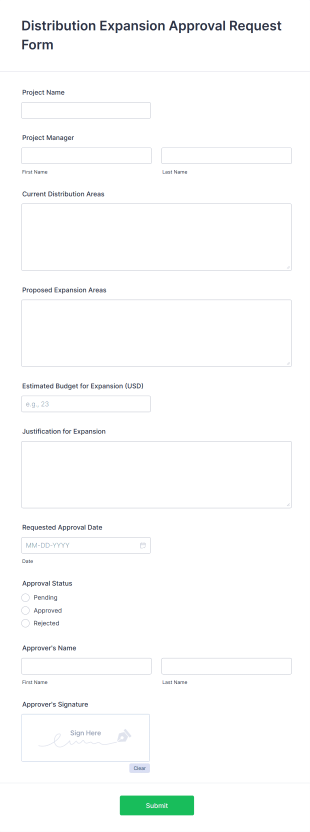 Distribution Expansion Approval Request Form Template