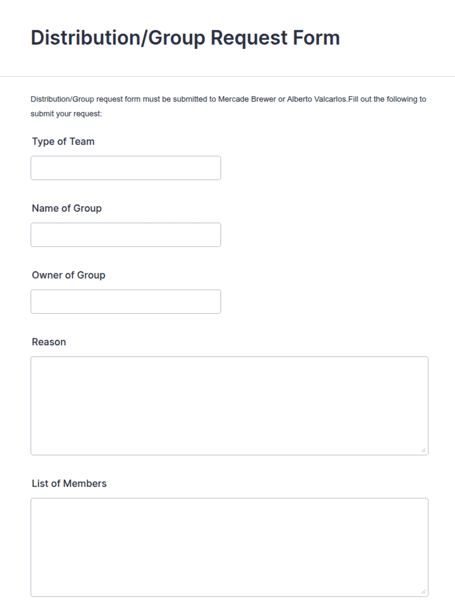Distribution/Group Request Form Template | Jotform