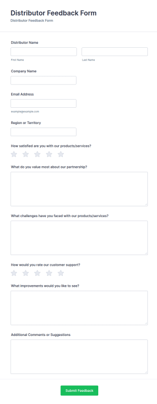 Distributor Feedback Form Template