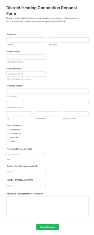 District Heating Connection Request Form Template