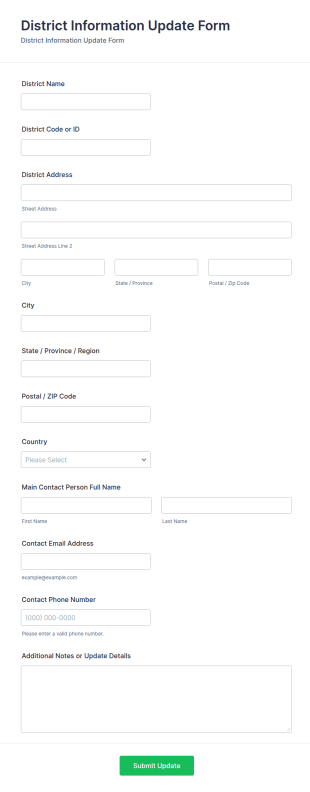 District Information Update Form Template