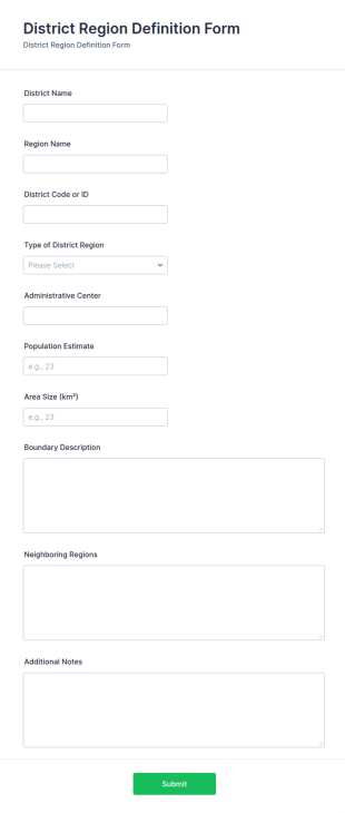 District Region Definition Form Template
