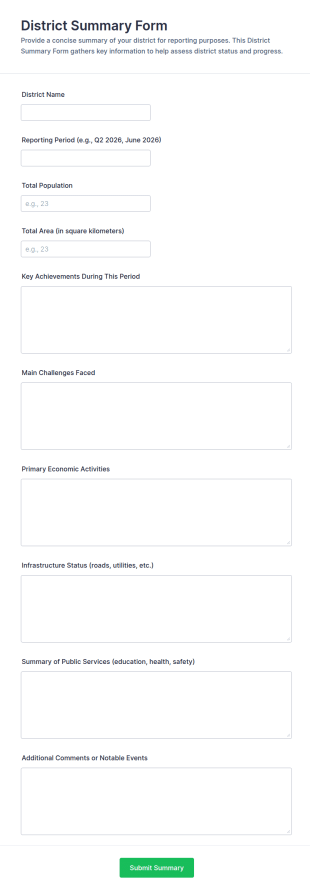District Summary Form Template