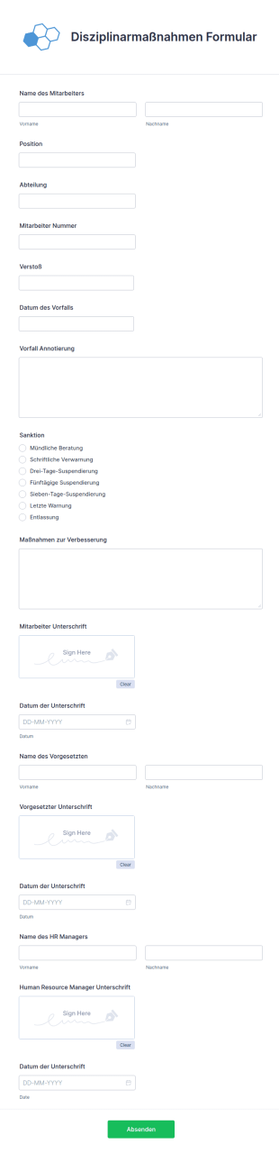 Disziplinarmaßnahmen Formular
