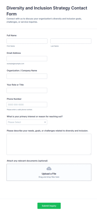 Diversity And Inclusion Strategy Contact Form Template