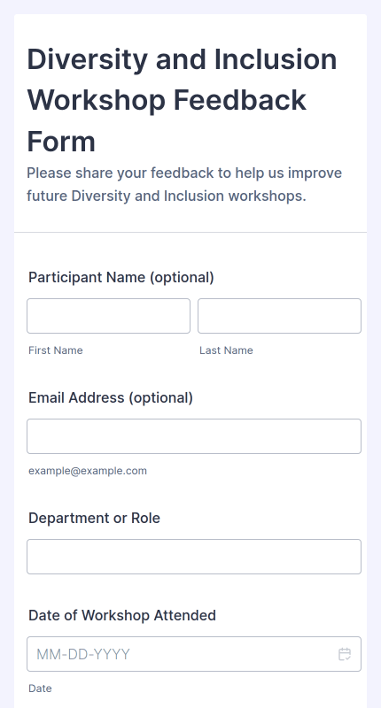 Diversity and Inclusion Workshop Feedback Form