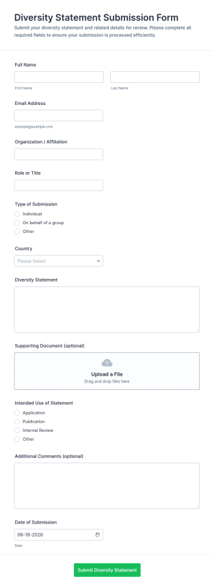 Diversity Statement Submission Form Template