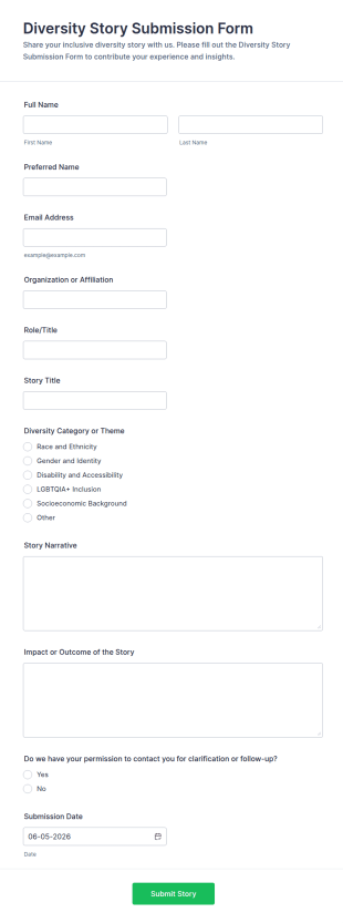 Diversity Story Submission Form Template