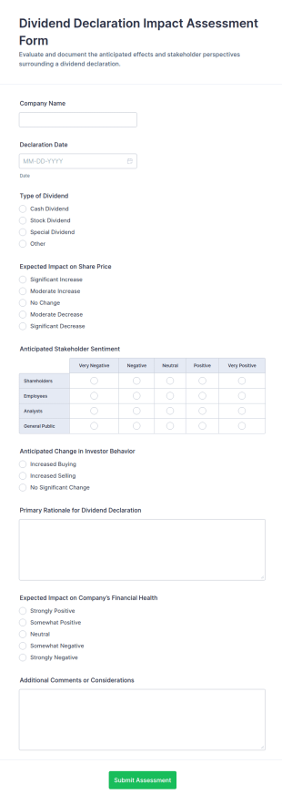Dividend Declaration Impact Assessment Form Template