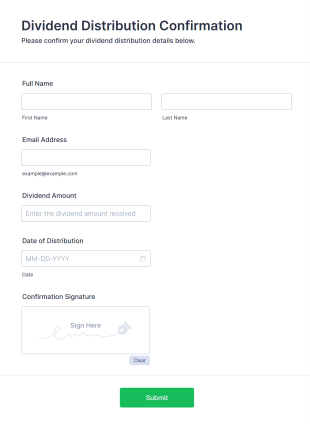 Dividend Distribution Confirmation Form Template