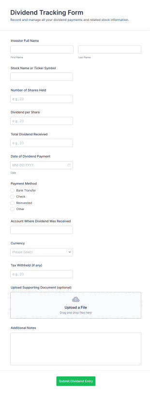 Dividend Tracking Form Template