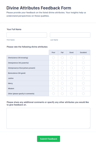 Divine Attributes Feedback Form Template