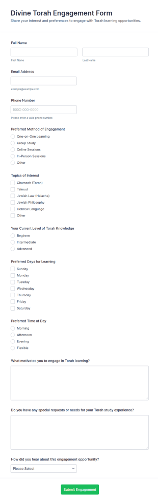 Divine Torah Engagement Form Template