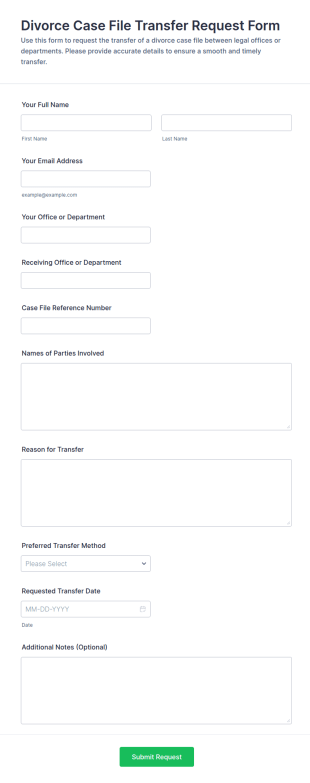 Divorce Case File Transfer Request Form Template