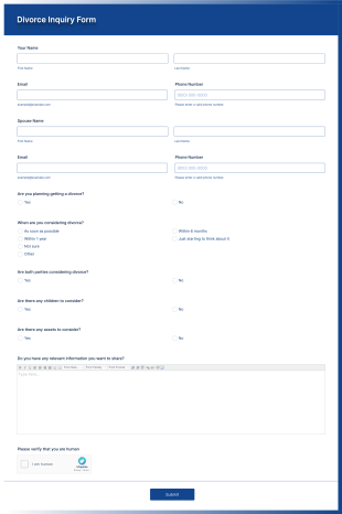 Divorce Inquiry Form Template