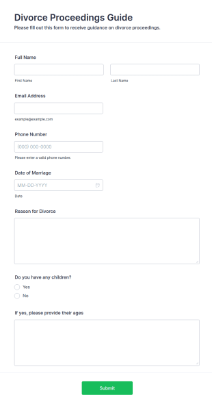 Divorce Proceedings Guide Form Template
