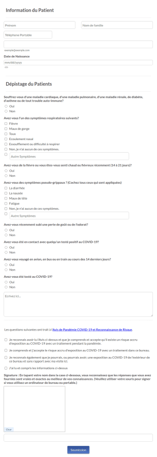Divulgation D'un Test De Prédépistage Du Patient COVID 19