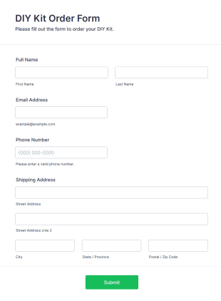 DIY Kit Order Form Template