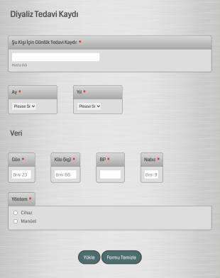 Diyaliz Tedavi Kaydı Form Template