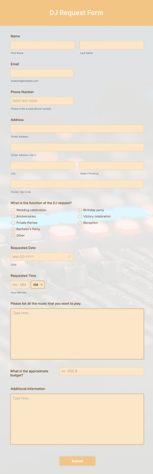 DJ Request Form Template