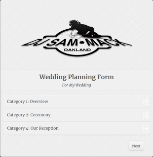 DJSAMMACK'S Wedding DJ Planning Forms Form Template