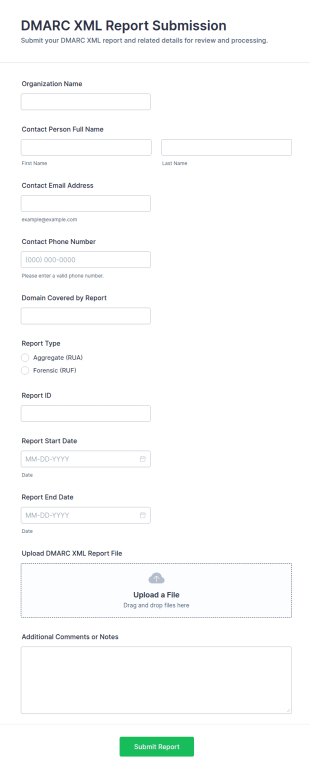 DMARC XML Report Submission Form Template