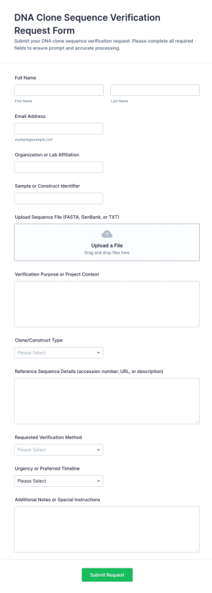 DNA Clone Sequence Verification Request Form Template
