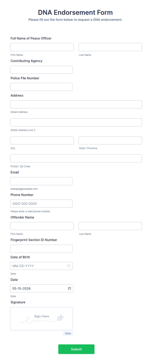 DNA Endorsement Form Template