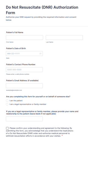 Do Not Resuscitate (DNR) Authorization Form Template