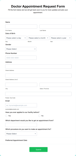 Online Doctor Appointment Form Template