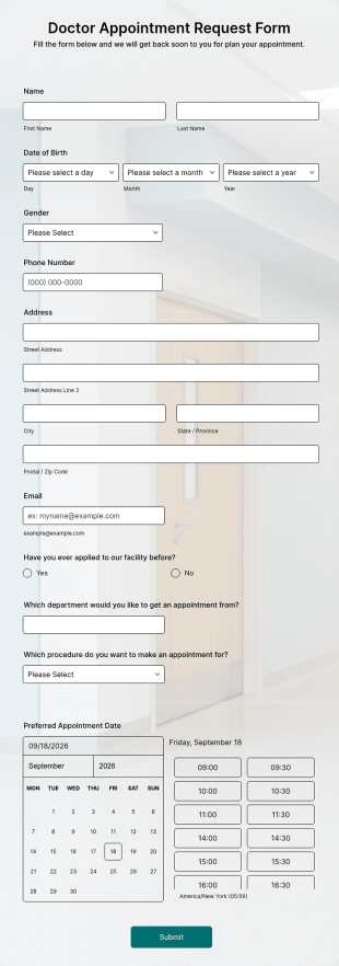 Online Doctor Appointment Form Template