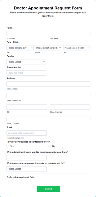 Online Doctor Appointment Form Template