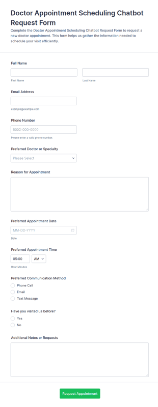 Doctor Appointment Scheduling Chatbot Request Form Template