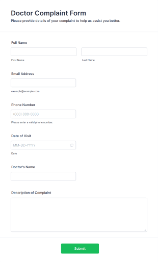 Doctor Complaint Form Template