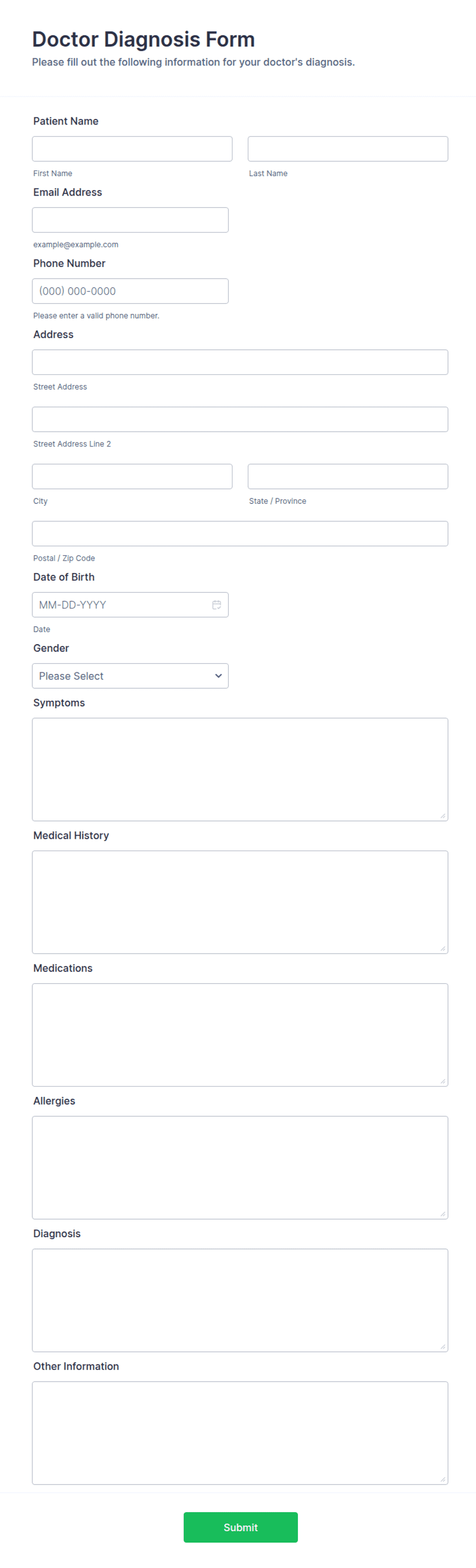 Doctor Diagnosis Form Template | Jotform