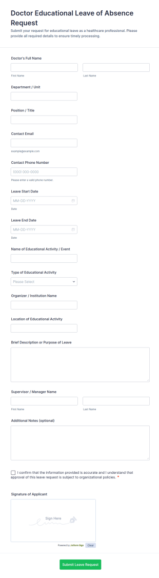 Doctor Educational Leave Of Absence Request Form Template