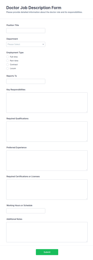 Doctor Job Description Form Template