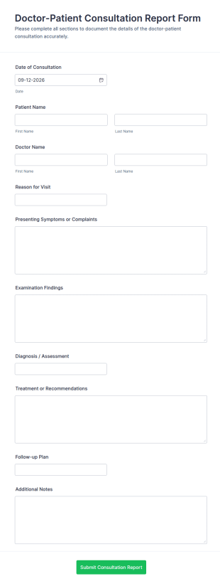 Doctor Patient Consultation Report Form Template