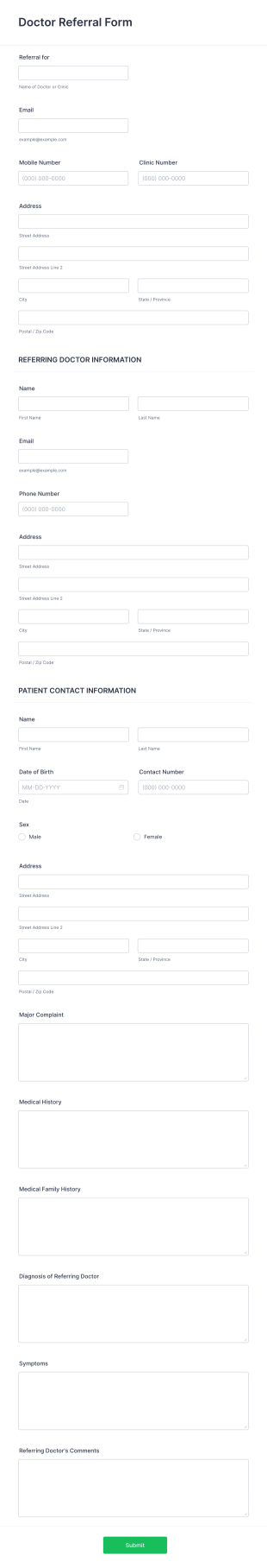 Doctor Referral Form Template