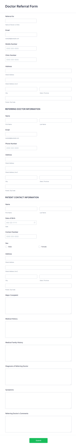 Doctor Referral Form Template