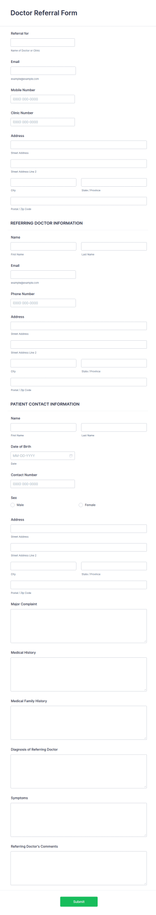 Doctor Referral Form Template