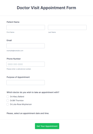 Doctor Visit Appointment Form Template