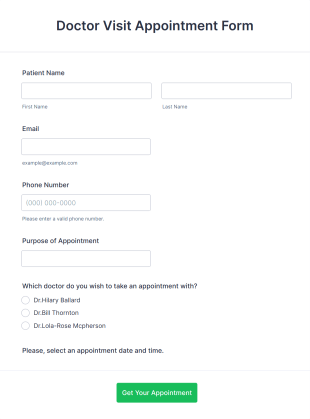 Doctor Visit Appointment Form Template