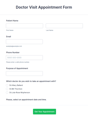 Doctor Visit Appointment Form Template
