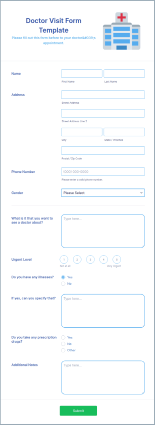 Doctor Visit Form Template