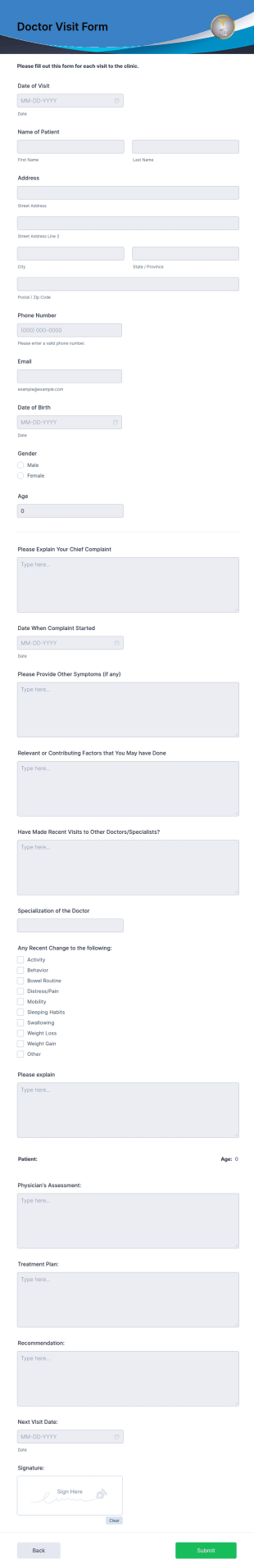Doctor Visit Form Template