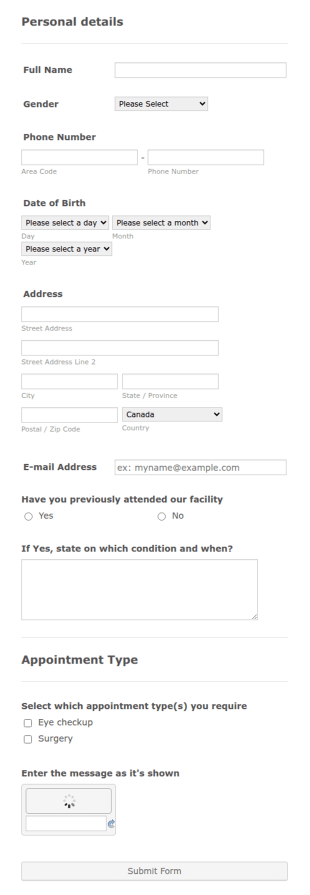 Doctors Appointment Form Template