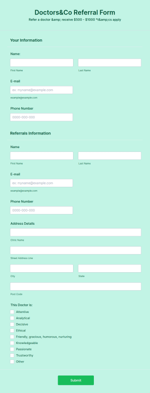 Doctors&Co Referral Form Template