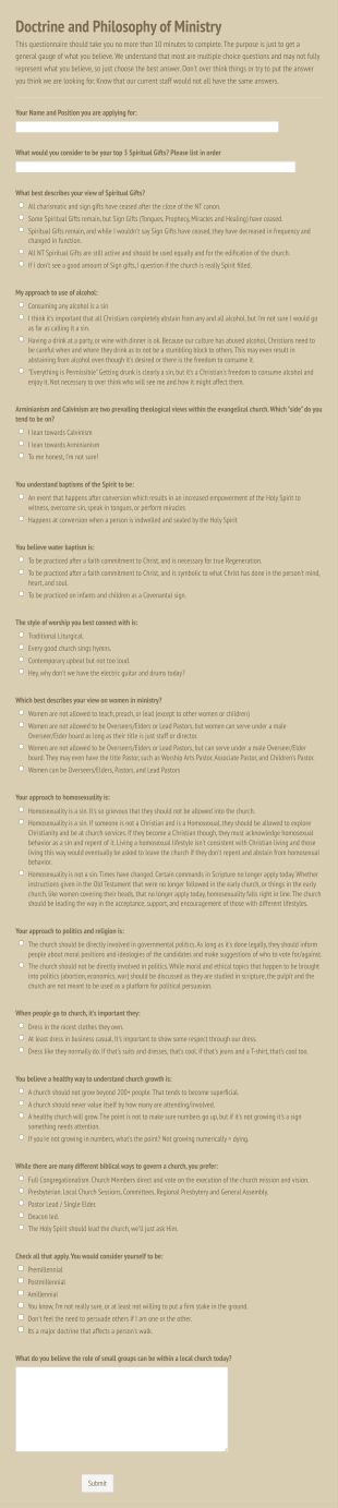 Doctrine And Philosophy Of Ministry Form Template