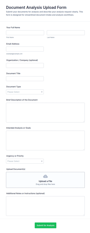 Document Analysis Upload Form Template